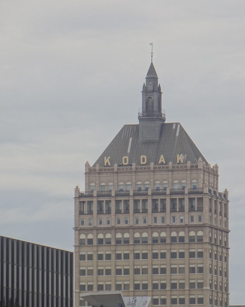 The Kodak Tower in Rochester, New York, its name lettered across the top